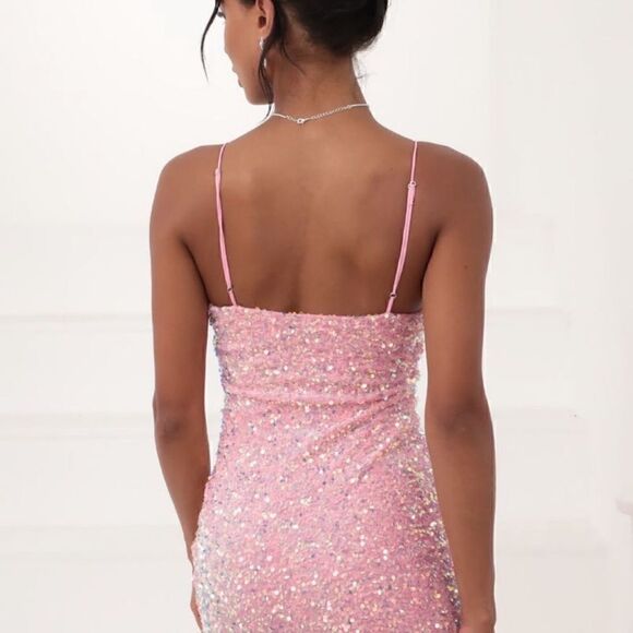 Lucy in the Sky Iridescent Sequin BodyCon Dress in Pink Size Small - Picture 2 of 9